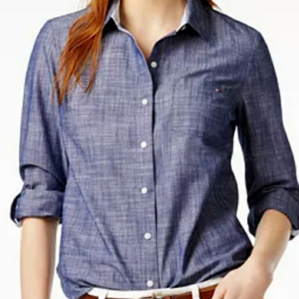 Tommy Hilfiger Classic Button Up Blue Shirt NWT